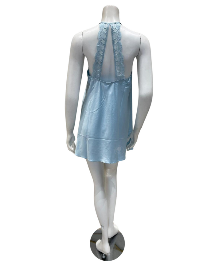 Flora by Flora Nikrooz T90484 + T90482 Kit Blue Chemise & Kimono Set myselflingerie.com