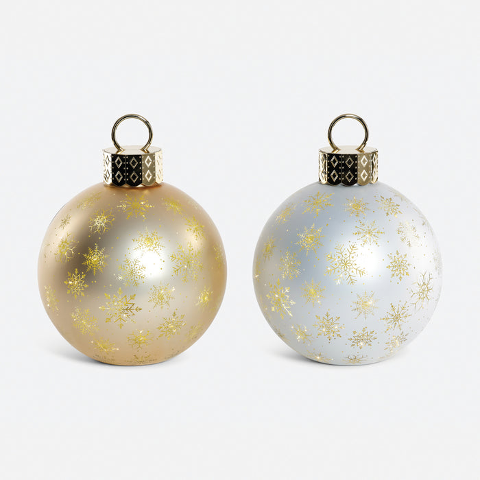 Tabletop Glass Ornament with LED - Snowflake Design - Large