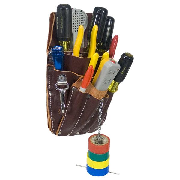 Occidental Leather telecom pouch loaded with tools, left front view