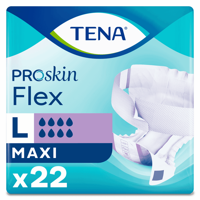 Image of TENA Flex Maxi Incontinence Pads on a plain background.