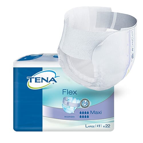 Image of TENA Flex Maxi Incontinence Pads on a plain background.