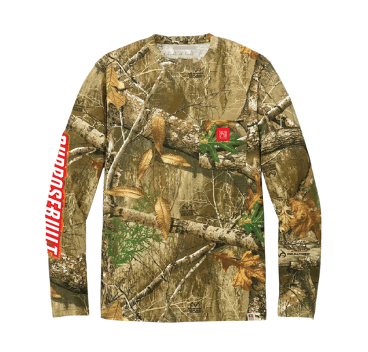 Purpose-Built Block long sleeve tee in Realtree camo, big and tall sizing