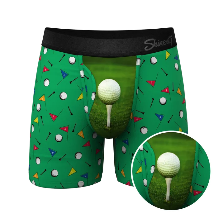 Shinesty Front Nine Ball Hammock pouch underwear with fly in golf print