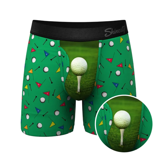 Shinesty Front Nine Ball Hammock pouch underwear with fly in golf print