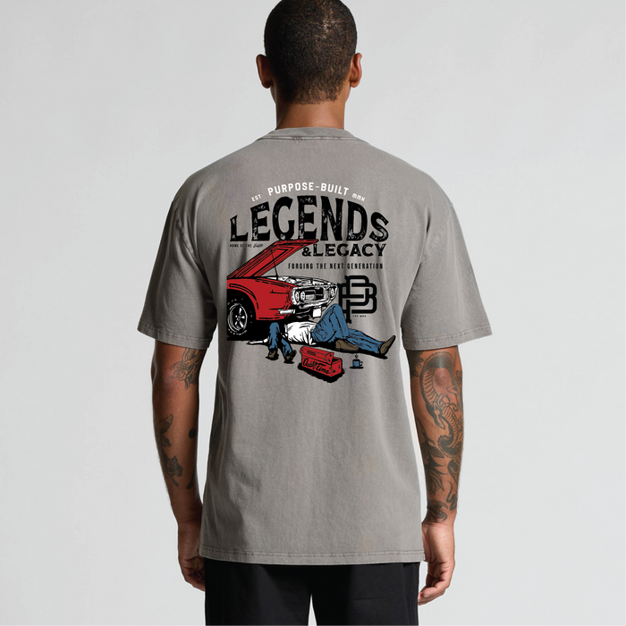 Purpose-Built The Legend and the Legacy t-shirt in heavy faded grey, additional product view