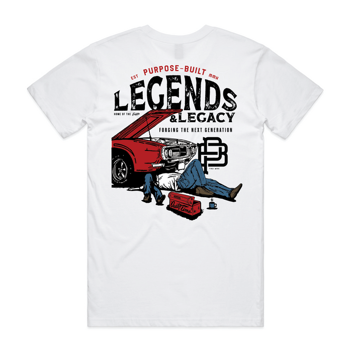 Purpose-Built The Legend and the Legacy short-sleeve graphic t-shirt in white, available in big and tall sizes