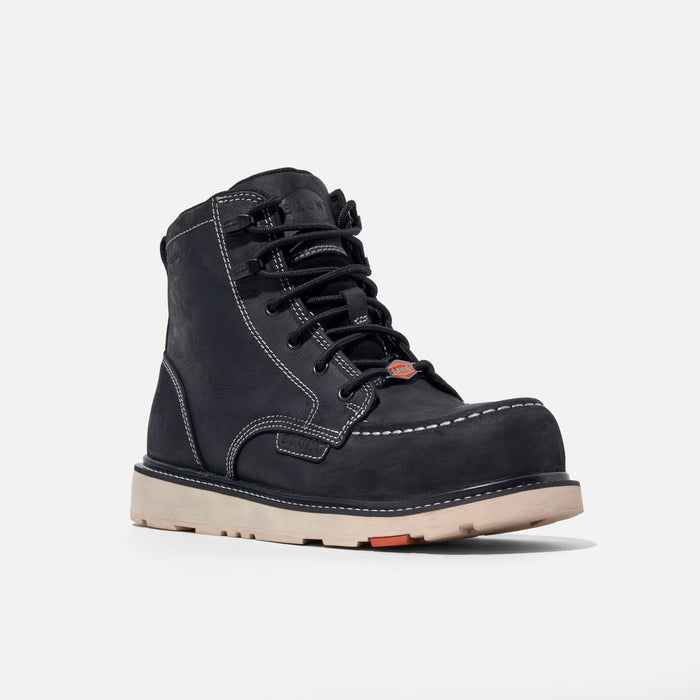 Right side view of the BRUNT Marin 6-inch black composite toe boot with wedge outsole