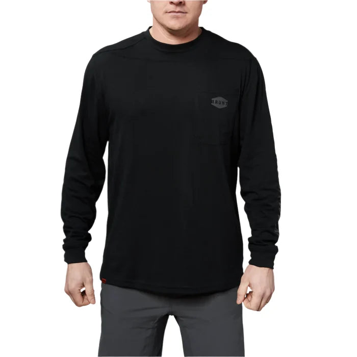 BRUNT Martin long sleeve pocket work t-shirt in black, available in big and tall sizes