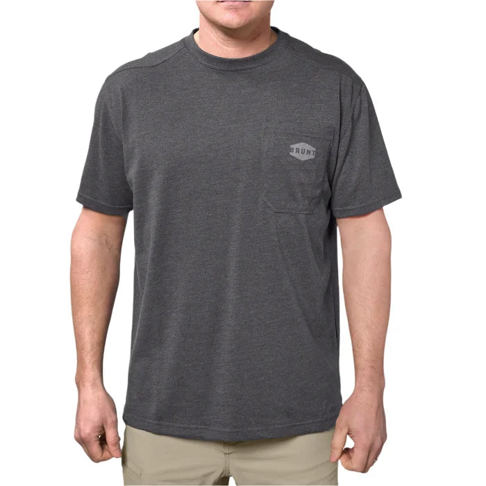 BRUNT Martin short-sleeve pocket work t-shirt in dark grey heather, available in big and tall sizes