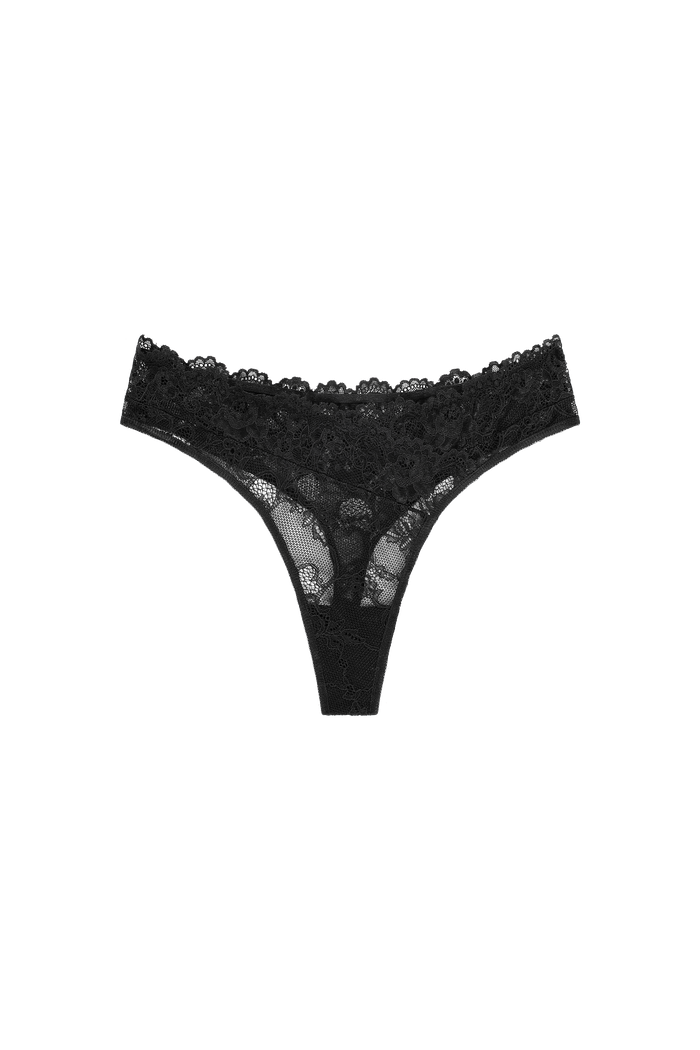 zwart lingerie string kant