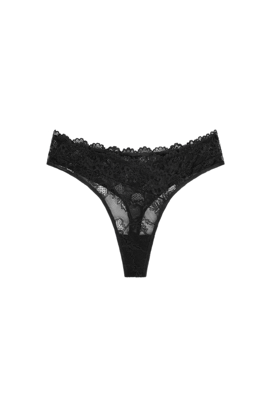 zwart lingerie string kant