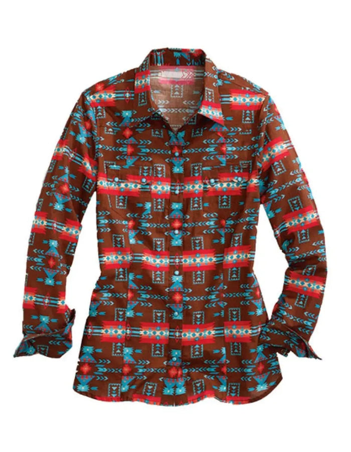 Tin Haul Aztec Elegance (Brown) - Women's Western Shirt - Hatcountry