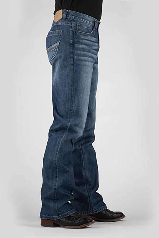 Tin Haul Regular Joe with Grey V Stitch (Dark Wash) - Men's Bootcut Jeans - Hatcountry