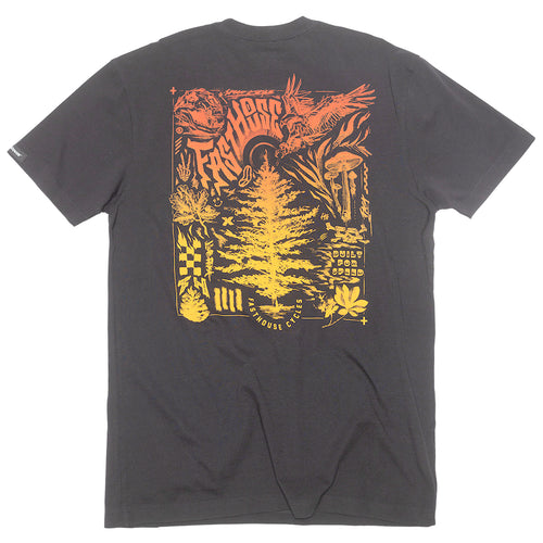 Fasthouse Tomahawk tee in black, back view of the print