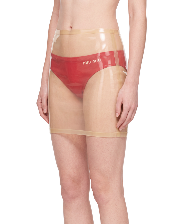 Transparent Latex Mini Skirt