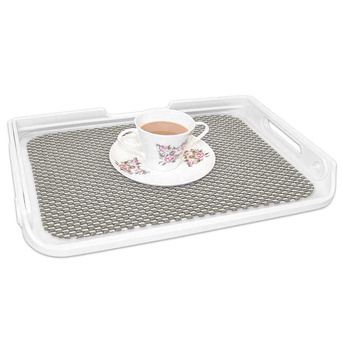 Full view of Tray with Carry Handle tray on a plain background, showing its raised edges and handles.