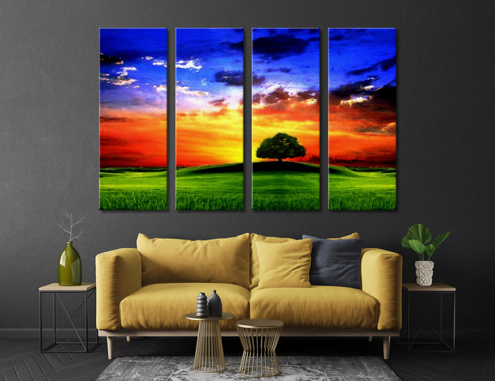 Tree on a Sunset Canvas Print #7125