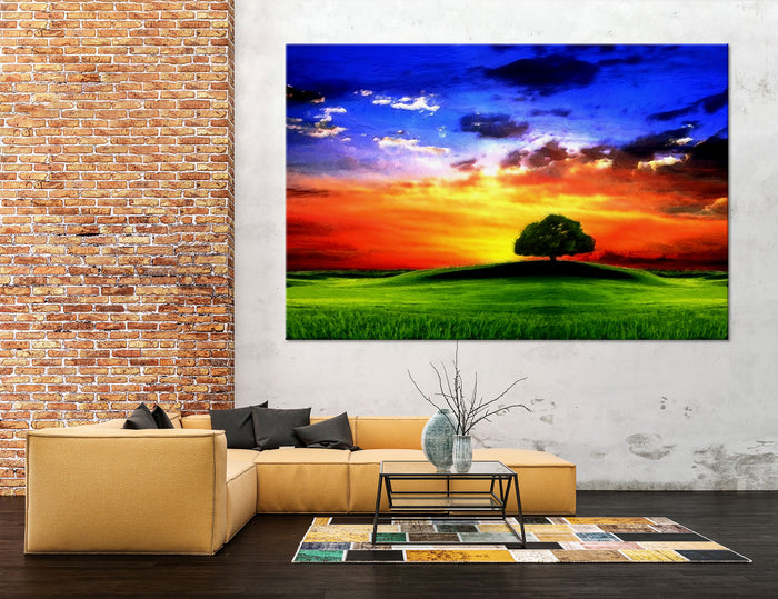 Tree on a Sunset Canvas Print #7125