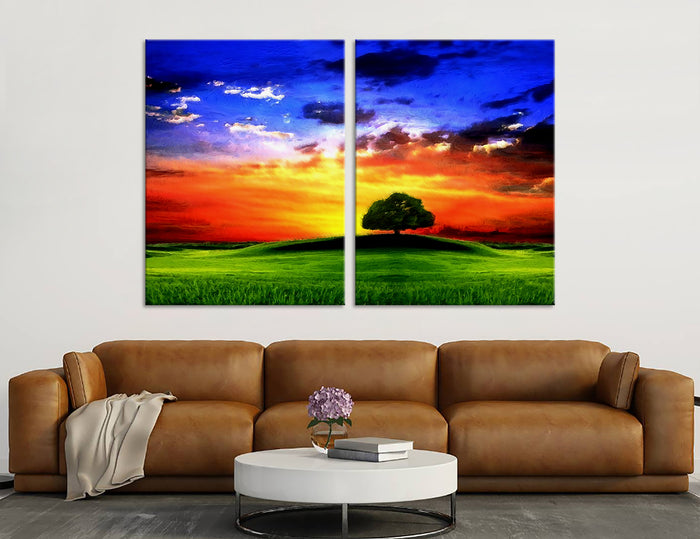 Tree on a Sunset Canvas Print #7125