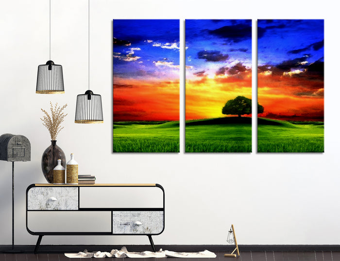 Tree on a Sunset Canvas Print #7125
