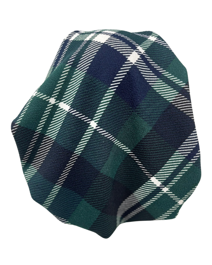 Triple Up BUL1064 Green &amp; White Plaid Unlined Pre-Tied Bandanna Myselflingerie.com