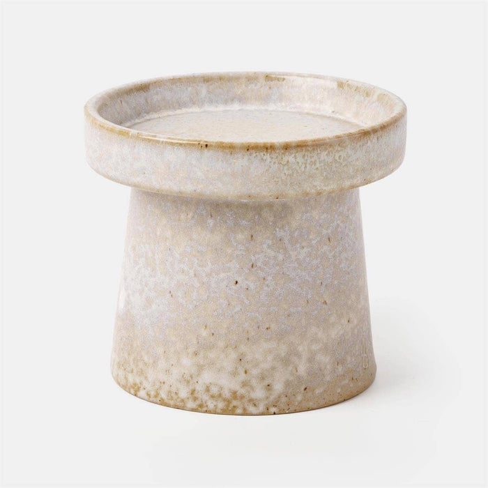 TRUU Reactive Glaze Pillar Candle Holder , 4"D x 3.5"H, bubble
