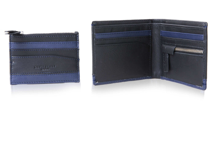 Turin Leather Wallet & Cardholder Giftset - Blue