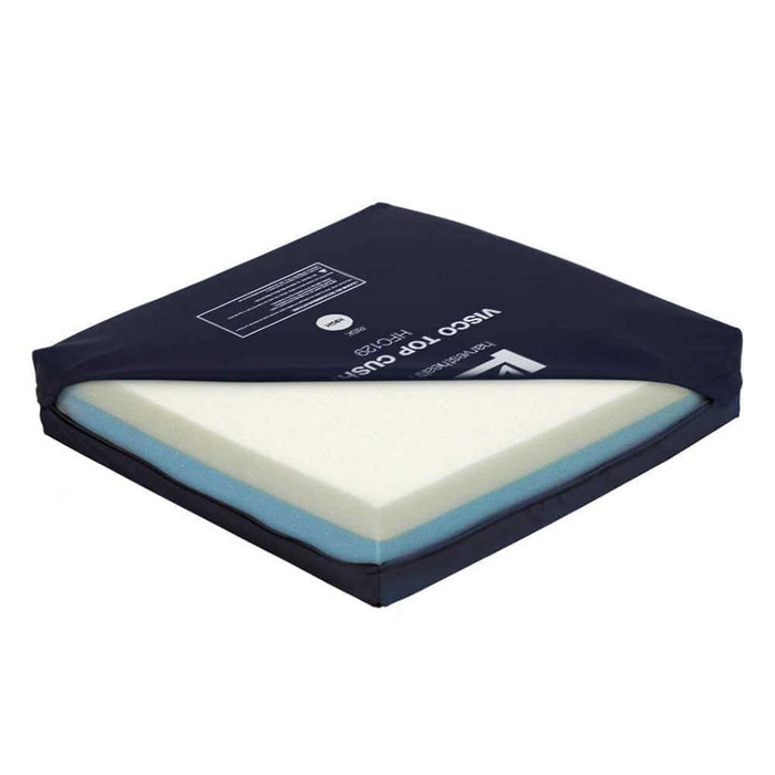 Full view of Visco Pressure Care Cushion cushion on a plain background, showing its shape and supportive material.