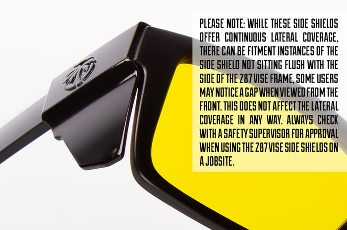 Heat Wave Visual Vise black side shields fitted to sunglasses