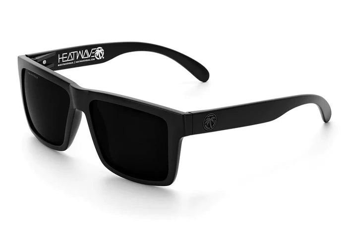 Angled view of the Heat Wave Vise Z87 sunglasses with polarized ultra black lens
