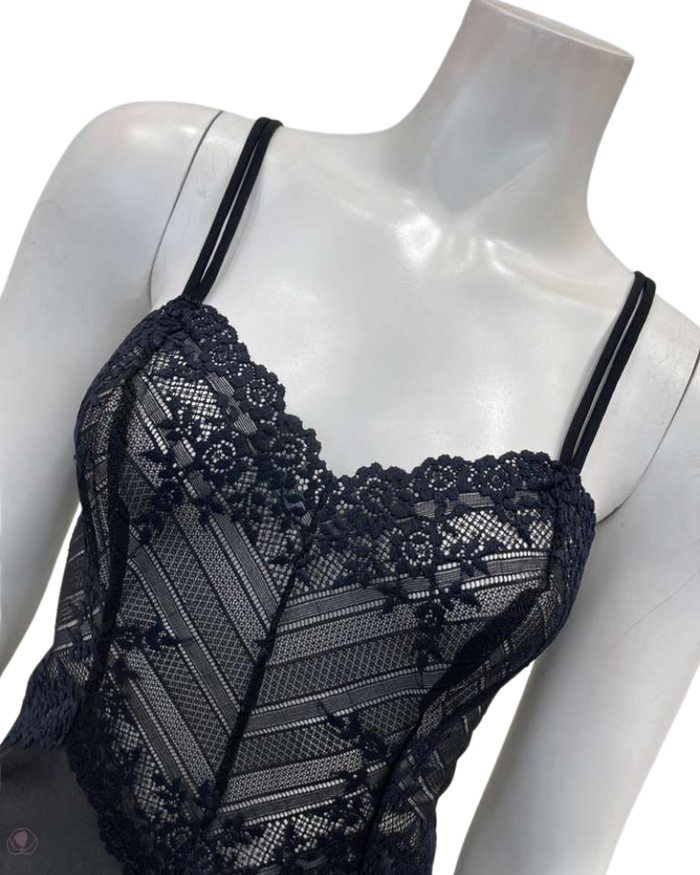 Wacoal 814191 Black/Navy (003) Embrace Lace Chemise Myselflingerie.com