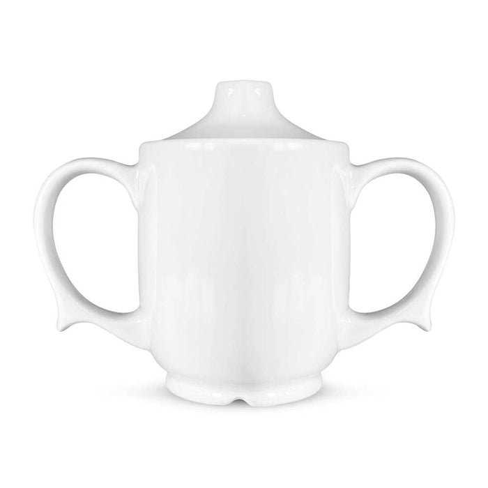 Diagram or packaging of Wade Dignity Two Handled Feeding Cup highlighting dimensions or features.