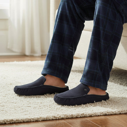 Walbrook Suede Leather Slippers - Navy