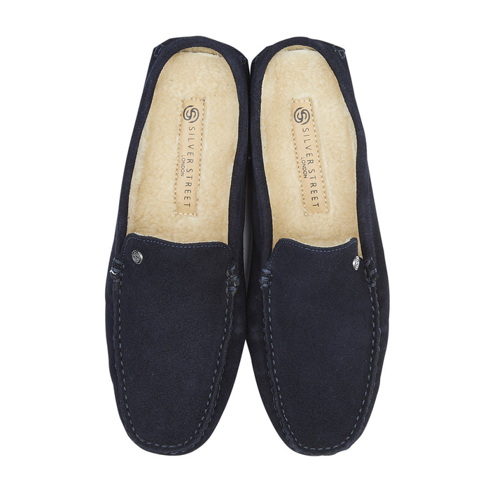 Walbrook Suede Leather Slippers - Navy