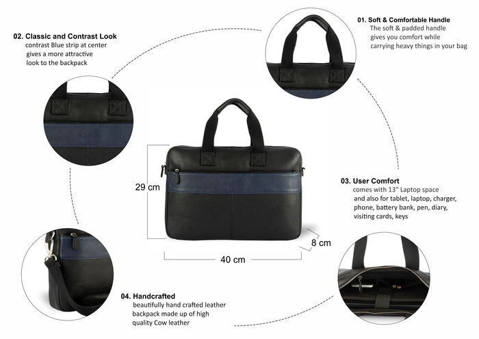 Walter Leather Laptop Bags - Black