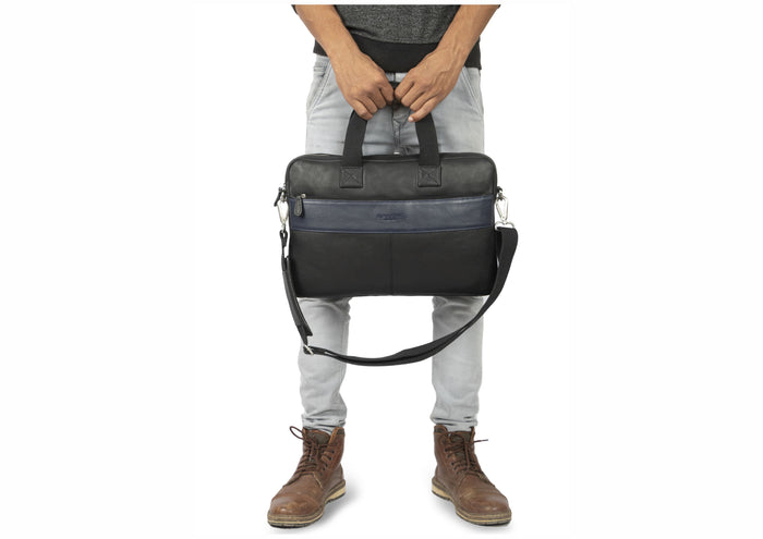 Walter Leather Laptop Bags - Black