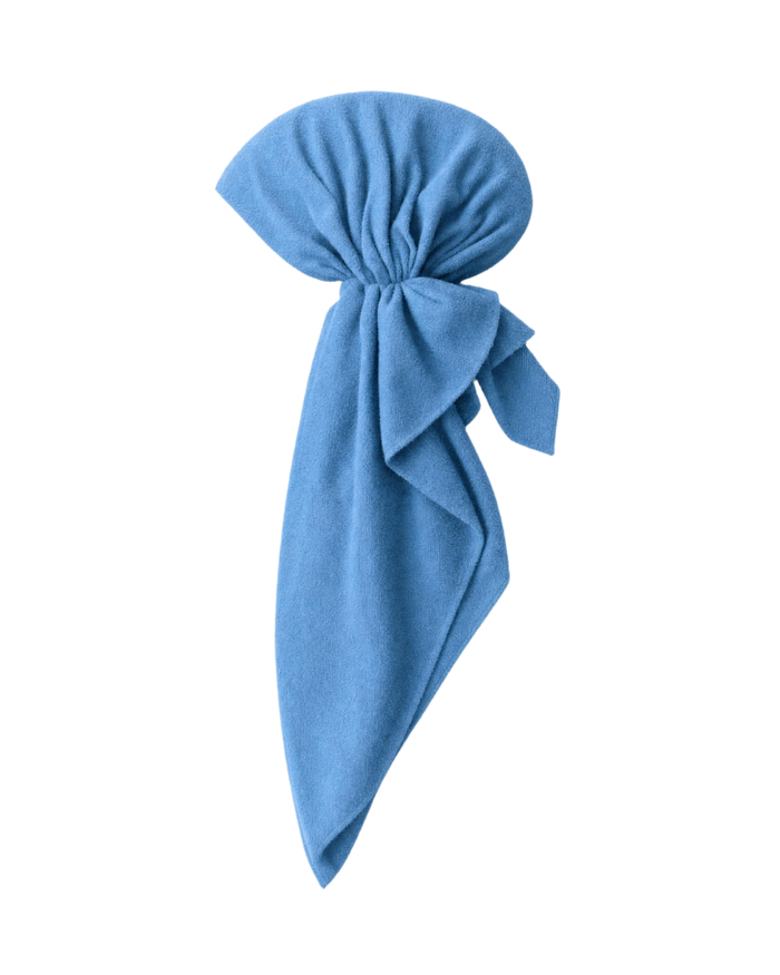 Washed Denim Terry Adjustable Pre-Tied Bandanna
