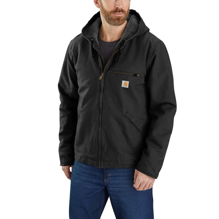 Carhartt washed duck sherpa-lined Sierra jacket in black