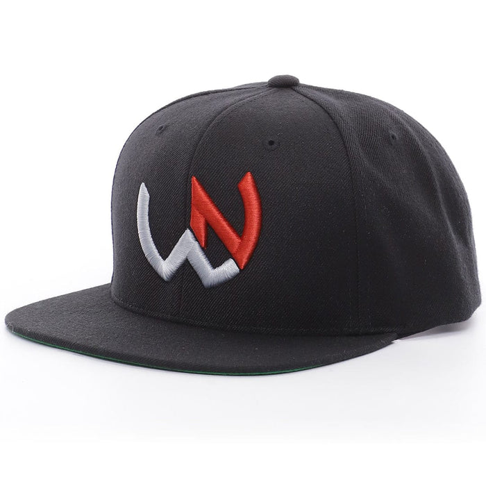 Welder Nation 3D snapback hat in black and red, front view