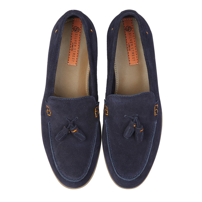 Wembley Suede Leather Tassel Loafers - Navy
