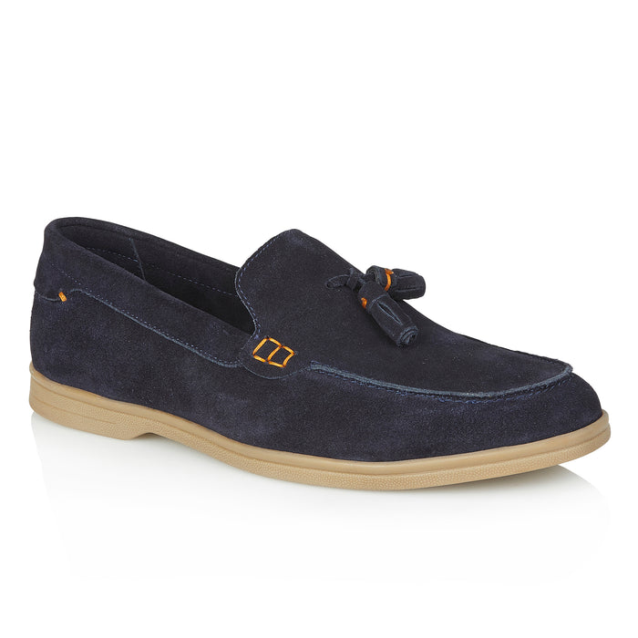 Wembley Suede Leather Tassel Loafers - Navy
