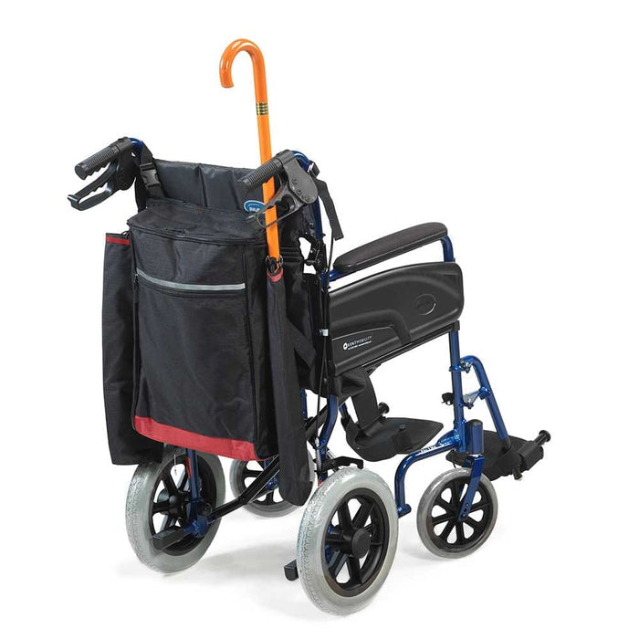Wheelyscooter Wheelchair Scooter Crutch Bag: close-up of handle and cuff, highlighting the comfortable grip and supportive arm cradle.
