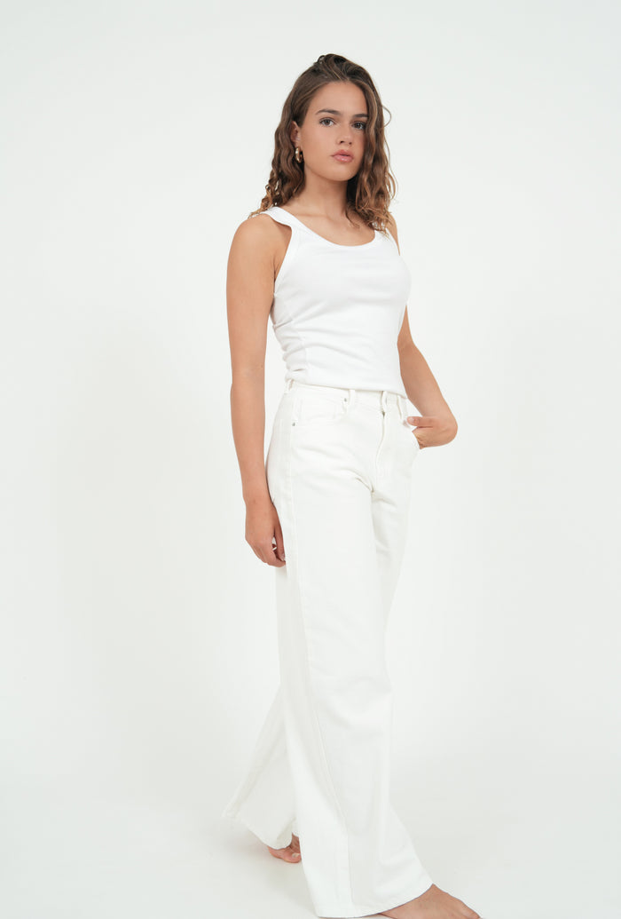"Wide leg" jeans white