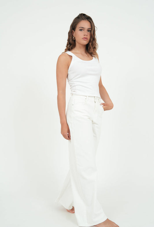 "Wide leg" jeans white