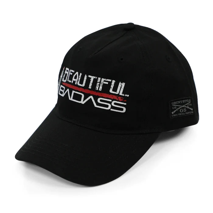 Grunt Style women's Beautiful Badass hat in black, front left view
