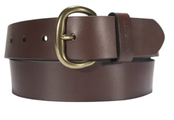Carhartt women's thin bridle leather belt in brown with metal buckle
