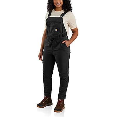 Carhartt women's Force relaxed fit ripstop bib overall in black with adjustable straps and bib pocket