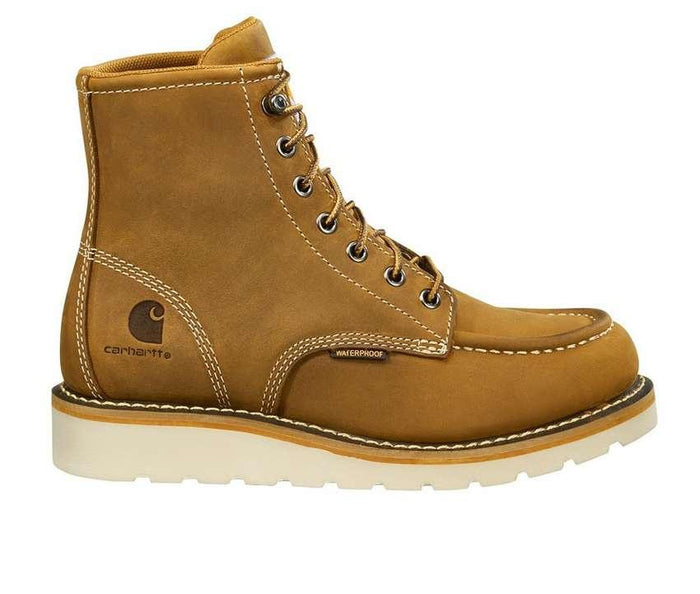 Carhartt women's 6-inch wedge soft toe work boot in brown leather
