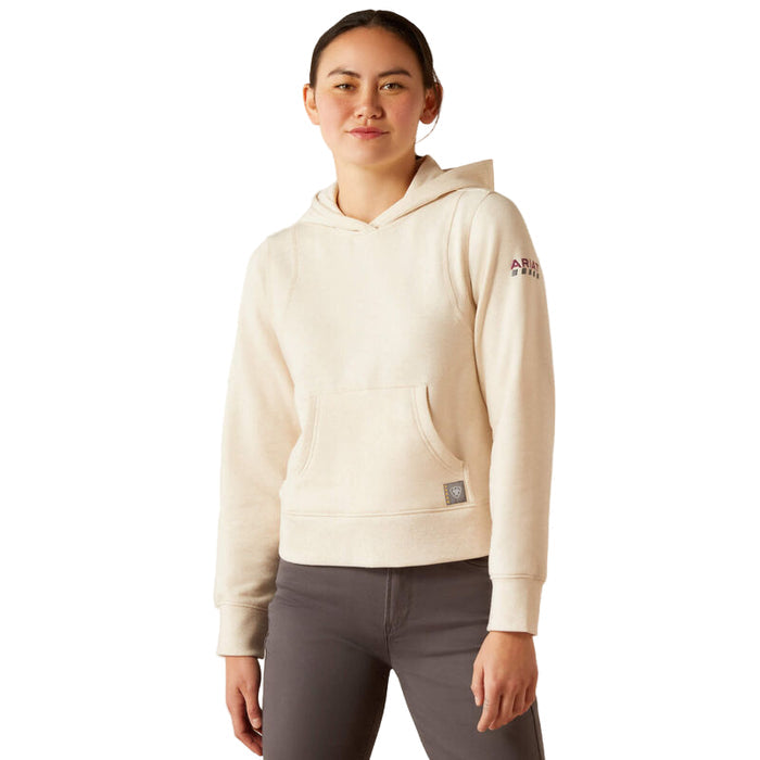 Ariat women's lightweight cropped hoodie in sun kiss heather, front view