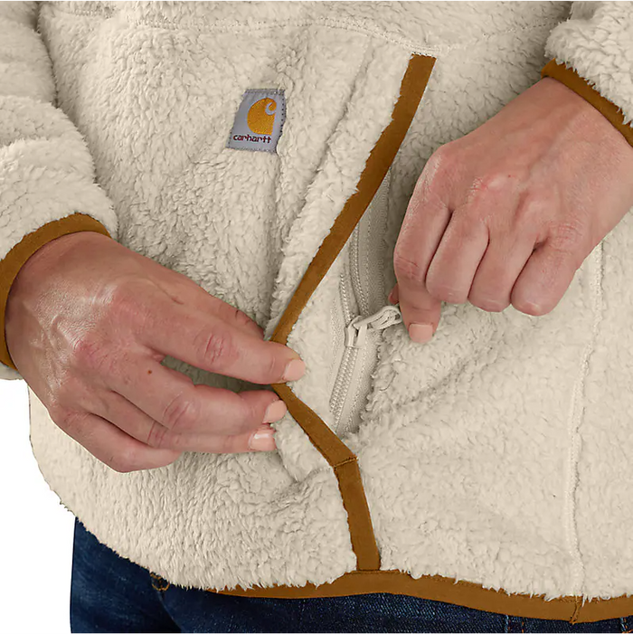 Women's Loose Fit Fleece Pullover - Oat Milk/Carhartt Brown